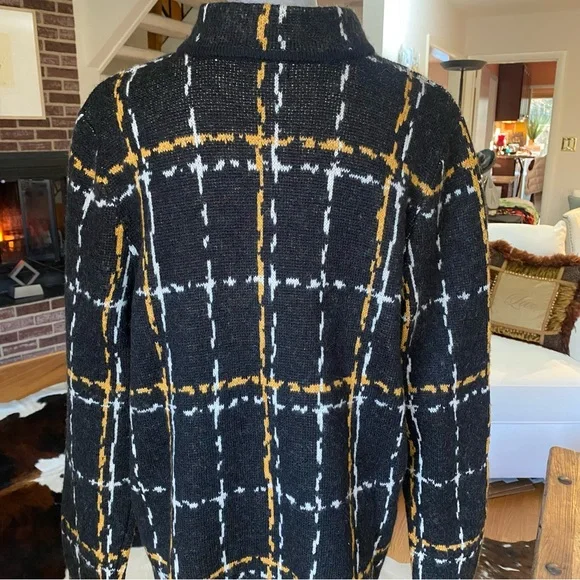 Adrienne Vittadini. Black, Yellow & White  Plaid Jacket / Cardigan. XL FAB ♥️ - Picture 6 of 17